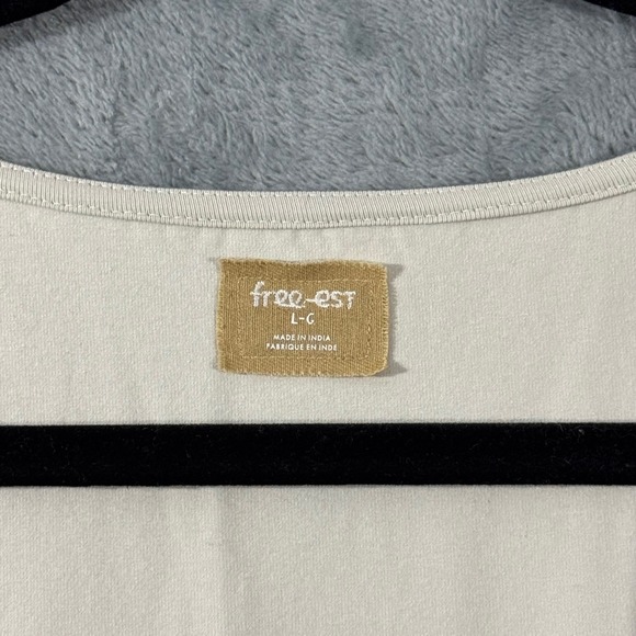 Free People Onda Drop Waist Long Sleeve Mini Dress Neutral L - Picture 5 of 13